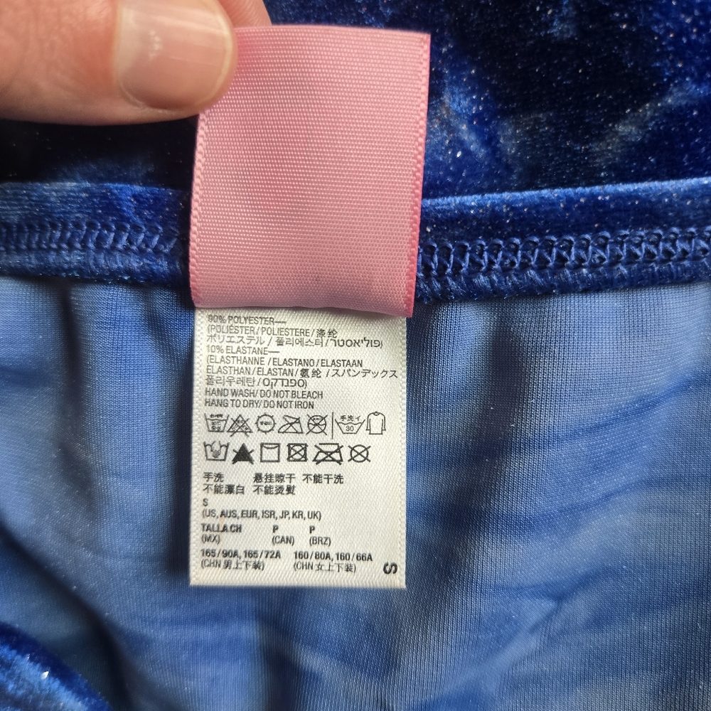 American Apparel Blue Velvet Sparkly Y2K Set Mini Skirt Crop Top Festival Rave - Picture 10 of 10